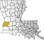 Map showing Beauregard Parish location within the state of Louisiana
